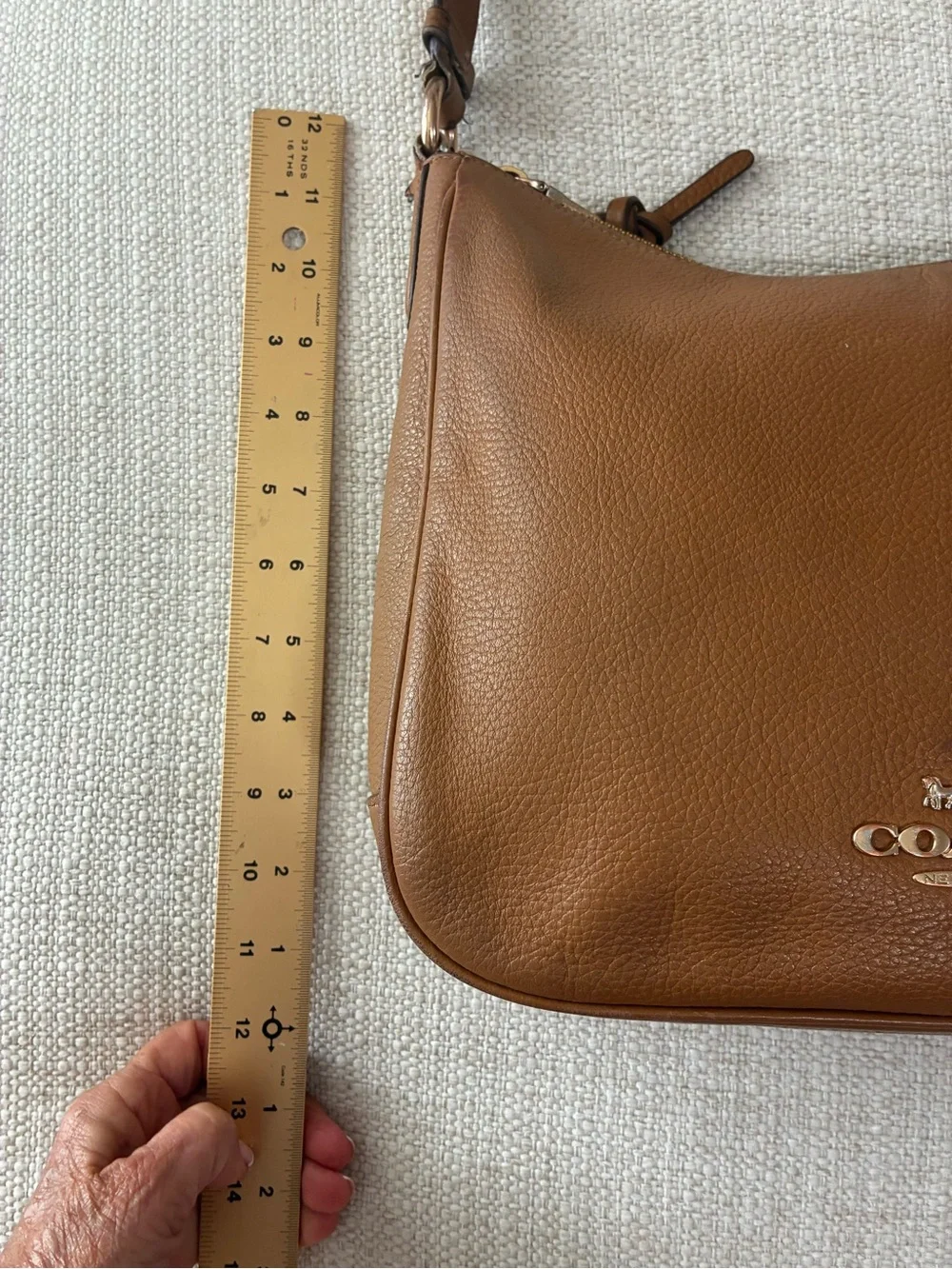 Coach EUC Ellie File Bag Pebbled Leather Crossbody Light Saddle N9G2278-C1648